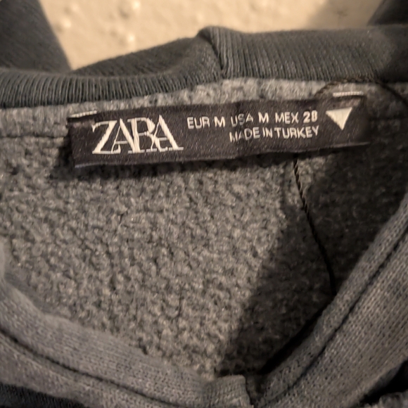 Zara Dark Grey Cropped Pullover Hoodie Sweatshirt - Picture 8 of 11